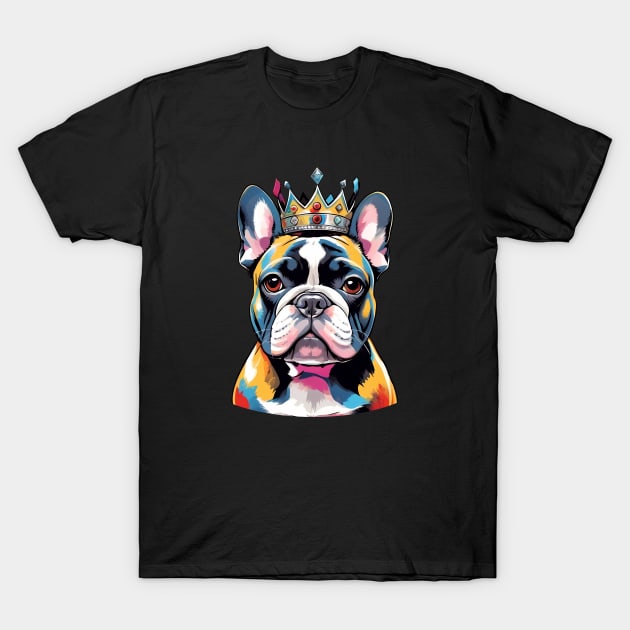 Colorful Crown French Bulldog T-Shirt by CandyApparel